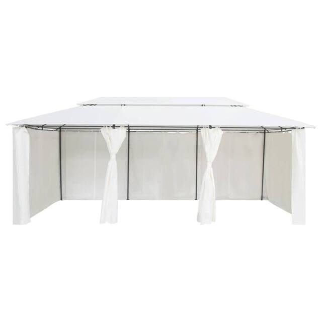 Berkfield Home Gazebo with Curtains 600x298x270 cm White 180g/m ² - Size: 600 x 298 x 270 cm - image 1