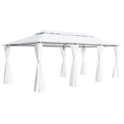 Berkfield Home Gazebo with Curtains 600x298x270 cm White 180g/m ² - Size: 600 x 298 x 270 cm - thumbnail 2