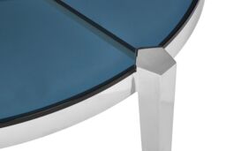 Orsina Round Coffee Table For Kitchen, Smoky Grey Glass Top Table, Silver Coffee Table With Stainless Steel Frame - thumbnail 4