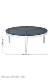 Orsina Round Coffee Table For Kitchen, Smoky Grey Glass Top Table, Silver Coffee Table With Stainless Steel Frame - thumbnail 5