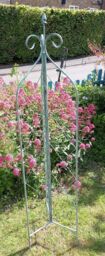 Inspirational Gifting Verdigris Folding Obelisk Plant Support Stake Trellis for Climbing Plants in Green - thumbnail 3
