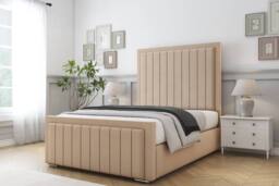 "Comfort Beds Emperor Plush Bed Frame - 50"" Upholstered Headboard in Stone - Size: Single" - thumbnail 1