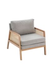 H&O Direct Stylish Wooden Armchair with Natural Rattan - thumbnail 4
