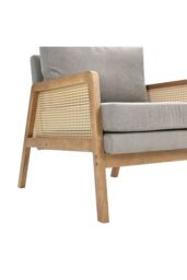 H&O Direct Stylish Wooden Armchair with Natural Rattan - thumbnail 7