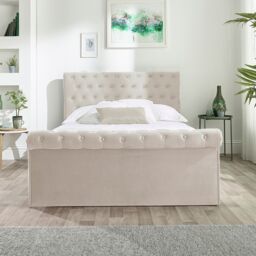 Aspire Chesterfield Ottoman Bed Oatmeal in Beige - Size: Single - thumbnail 1