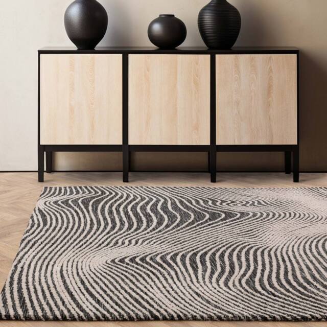 The Rug Shop UK Black Modern Abstract Easy to Clean Design Area Rug - Size: 160 cm x 230 cm - image 1