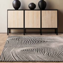 The Rug Shop UK Black Modern Abstract Easy to Clean Design Area Rug - Size: 160 cm x 230 cm - thumbnail 1