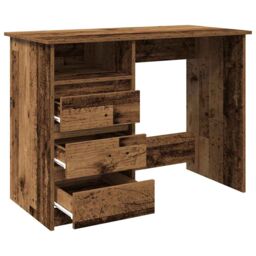 Berkfield Home Desk Old Wood 102x50x75 cm Engineered Wood in Brown - Size: 102 x 50 x 75 cm - thumbnail 5