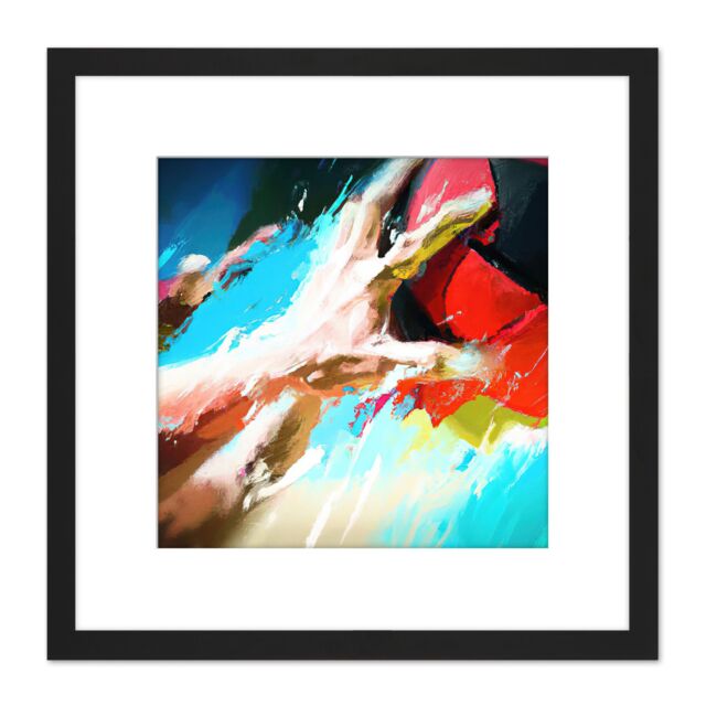 Artery8 Volleyball Hand Sport Abstract Sport Painting Square Wooden Framed Wall Art Print Picture 8X8 Inch in Black - image 1