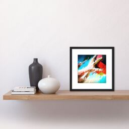 Artery8 Volleyball Hand Sport Abstract Sport Painting Square Wooden Framed Wall Art Print Picture 8X8 Inch in Black - thumbnail 2