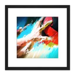 Artery8 Volleyball Hand Sport Abstract Sport Painting Square Wooden Framed Wall Art Print Picture 8X8 Inch in Black - thumbnail 1