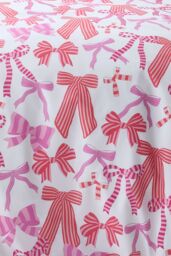 Bedlam Women's Bow & Stripes -Easy Care Double Duvet Cover Set in Pink - Size: Single - thumbnail 3