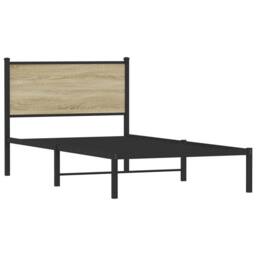 Berkfield Home Metal Bed Frame without Mattress Sonoma Oak 100x200 cm in Brown - thumbnail 3