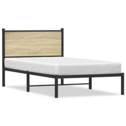 Berkfield Home Metal Bed Frame without Mattress Sonoma Oak 100x200 cm in Brown - thumbnail 1