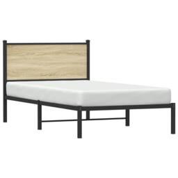 Berkfield Home Metal Bed Frame without Mattress Sonoma Oak 100x200 cm in Brown - thumbnail 4