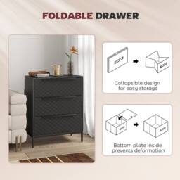 Wyld Haus Salimo 3 Drawer Fabric Dresser Black - thumbnail 6
