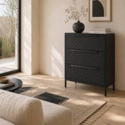 Wyld Haus Salimo 3 Drawer Fabric Dresser Black - thumbnail 1