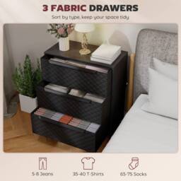Wyld Haus Salimo 3 Drawer Fabric Dresser Black - thumbnail 4