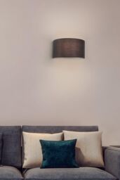 Harper Living Wall Wash Light with Switch Semi-Circle Grey Fabric Shade - thumbnail 2