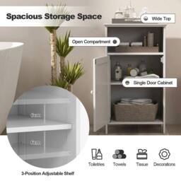 FORGEVIO Bathroom Floor Cabinet Single Door Side Cabinet with Shelf in White - thumbnail 3