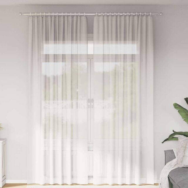 Berkfield Home Voile Curtains with Rod Pockets 2 pcs White - image 1