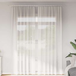 Berkfield Home Voile Curtains with Rod Pockets 2 pcs White - thumbnail 1