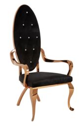Orsina Luxurious Design Silver Baroque Chair, Comfortable Dining Chair For Kitchen, Comfortable Velvet Dining Chair in Rose Gold - thumbnail 3