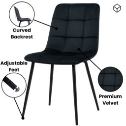 KOSY KOALA Dining Table & 4 Chairs Black Dark Grey Velvet Chairs Wood Dining Set Furniture in Brown - thumbnail 7
