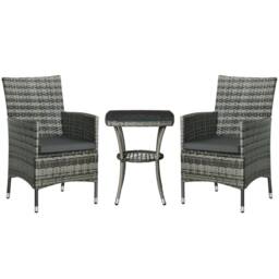STILVORA Bistro Set with glass table grey - thumbnail 6