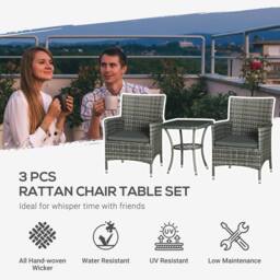 STILVORA Bistro Set with glass table grey - thumbnail 3