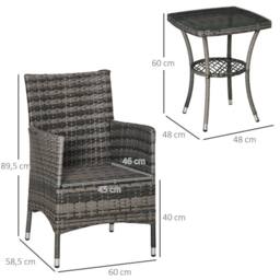 STILVORA Bistro Set with glass table grey - thumbnail 2