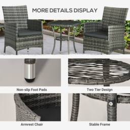 STILVORA Bistro Set with glass table grey - thumbnail 4
