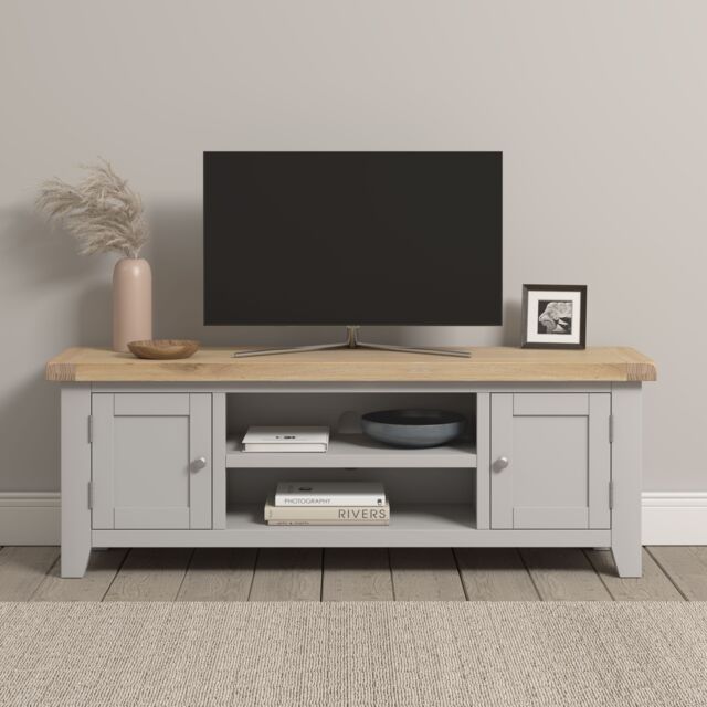 Seconique Windsor Straight TV Unit (Fully Assembled) in Light Grey - image 1
