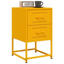 Berkfield Home Bedside Cabinet Mustard Yellow 36x39x60.5 cm Steel - thumbnail 4