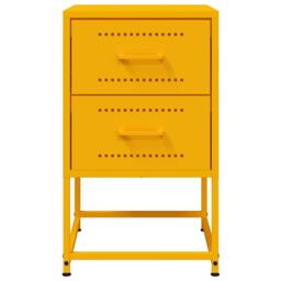 Berkfield Home Bedside Cabinet Mustard Yellow 36x39x60.5 cm Steel - thumbnail 6