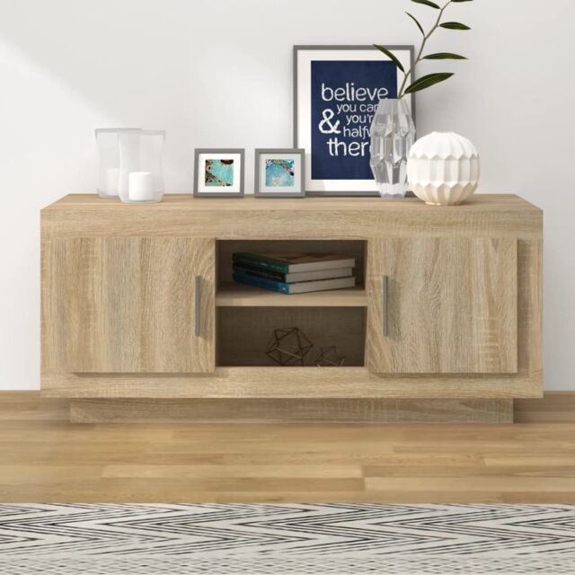 Berkfield Home TV Cabinet Sonoma Oak 102x35x45 cm Engineered Wood in Brown - Size: 102 x 35 x 45 cm - image 1