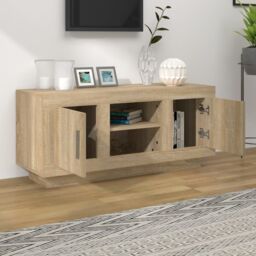 Berkfield Home TV Cabinet Sonoma Oak 102x35x45 cm Engineered Wood in Brown - Size: 102 x 35 x 45 cm - thumbnail 3