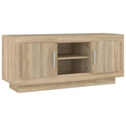 Berkfield Home TV Cabinet Sonoma Oak 102x35x45 cm Engineered Wood in Brown - Size: 102 x 35 x 45 cm - thumbnail 2