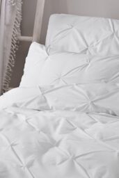 Serene 'Lara' Luxury Ruched Duvet Cover Set in White - Size: King - thumbnail 2