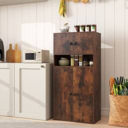 Costway 4-Tier Bookcase w/ Door Wooden Storage Organizer w/ Adjustable Shelf in Brown - thumbnail 9
