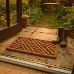 Nicola Spring Coir Scraper Door Mat - 60 x 40cm in Brown - Size: 40 cm x 60 cm - thumbnail 2