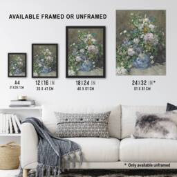 "Artery8 Spring Bouquet in Vase Renoir Vintage Framed Wall Art Print in Grey - Size: W12"" x H16""" - thumbnail 3