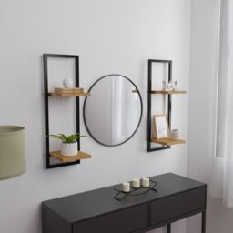 Berkfield Home Wall Shelves 2 pcs 25x25x75 cm Solid Wood Acacia & Steel in Brown - Size: 25 x 25 x 75 cm