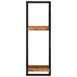 Berkfield Home Wall Shelves 2 pcs 25x25x75 cm Solid Wood Acacia & Steel in Brown - Size: 25 x 25 x 75 cm - thumbnail 3