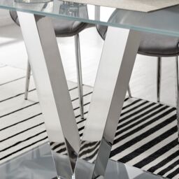 FurnitureboxUK Florini 140cm 6-Seater Glass & Metal V-Legged Dining Table in Grey - thumbnail 4