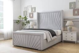 "Comfort Beds Sunrise Naples Bed Frame With Mattress-50"" Upholstered Wingback in Silver - Size: Double"