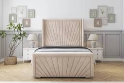 "Comfort Beds Sunrise Naples Bed Frame With Mattress-50"" Upholstered Wingback in Silver - Size: Double" - thumbnail 2