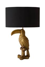 ValueLights Tuki Toucan Velvet Metallic Drum Lamp Shade Brushed Bronze Table Lamp in Black - thumbnail 6