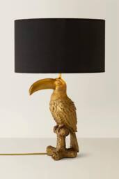 ValueLights Tuki Toucan Velvet Metallic Drum Lamp Shade Brushed Bronze Table Lamp in Black - thumbnail 3