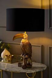 ValueLights Tuki Toucan Velvet Metallic Drum Lamp Shade Brushed Bronze Table Lamp in Black - thumbnail 2